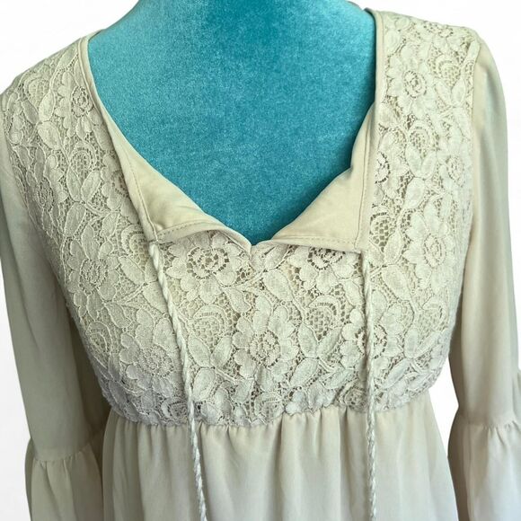 Flying Tomato Women's Boho Hippie Cottagecore Swing Cream Dress medium - Picture 3 of 8